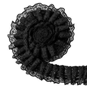 5 Yards Double Layer Ruffle Trim, 1.97 in Width Black Lace Ribbon, Vintage Lace Fabric Embroidered for Sewing, Clothes, Dresses, Craft, Bag, Gift Package, Wedding Decoration 5 Yards Double Layer Ruffle Trim, 1.97 in Width Black Lace Ribbon, Vintage Lace Fabric Embroidered for Sewing, Clothes, Dresses, Craft, Bag, Gift Package, Wedding Decoration
