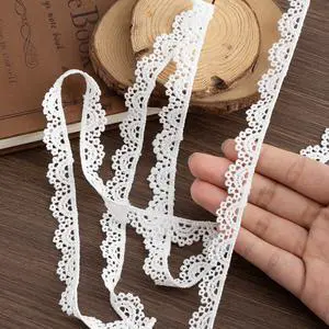 6-Yard White Lace Trim Ribbon, 0.5'' Vintage Lace Ribbon, Vintage Cotton Lace Ribbon for Sewing, Cotton Thin Ribbon Trim for Junk Journal Supplies, Gift Package Wrapping, Crafts 6-Yard White Lace Trim Ribbon, 0.5'' Vintage Lace Ribbon, Vintage Cotton Lace Ribbon for Sewing, Cotton Thin Ribbon Trim for Junk Journal Supplies, Gift Package Wrapping, Crafts