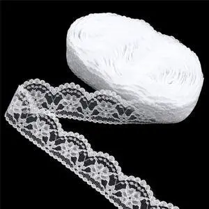 White Lace Trim, 22 Yards for Sewing, Wedding Decoration | Scalloped Edge, Floral Pattern for gift bouquets wrapping, DIY crafts White Lace Trim, 22 Yards for Sewing, Wedding Decoration | Scalloped Edge, Floral Pattern for gift bouquets wrapping, DIY crafts