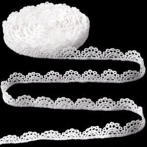 4 Yards White Lace Trim, Scalloped Edge Crocheted Lace Ribbons | Vintage Crocheted Lace Ribbons, Embroidery Laces for DIY Crafts, Bouquet, Sewing, Wedding, Wrapping, Decoration (0.59" Wide) 4 Yards White Lace Trim, Scalloped Edge Crocheted Lace Ribbons | Vintage Crocheted Lace Ribbons, Embroidery Laces for DIY Crafts, Bouquet, Sewing, Wedding, Wrapping, Decoration (0.59" Wide)