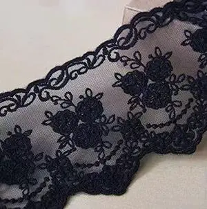 Lace Trim Ribbon, 5-Yard Lace Ribbon, Lace Fabric, Black | Fabric Trim Delicate Crown Ribbon For Crafts Sewing, Bridal Wedding Dress Applique Decorations, 3.3inch Width Lace Trim Ribbon, 5-Yard Lace Ribbon, Lace Fabric, Black | Fabric Trim Delicate Crown Ribbon For Crafts Sewing, Bridal Wedding Dress Applique Decorations, 3.3inch Width