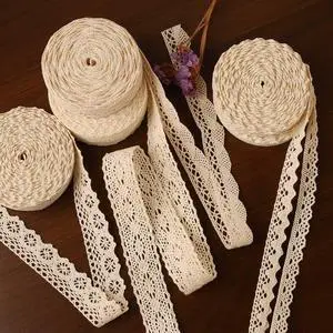 Cotton Lace Trim Approx 32.8 Yard DIY Vintage Ribbon Scallop Edge Crocheted Lace Trim Fabric for Scrapbooking Wrapping Package Sewing Craft Wedding Decoration Supply (Beige(30M)) Cotton Lace Trim Approx 32.8 Yard DIY Vintage Ribbon Scallop Edge Crocheted Lace Trim Fabric for Scrapbooking Wrapping Package Sewing Craft Wedding Decoration Supply (Beige(30M))
