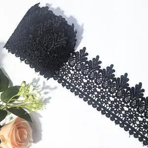 (Black Floral Lace Trim - 5 Yards, 9cm Wide | Wedding Dress Embellishment, Gift Packaging, Party Decor | DIY Sewing & Craft Supplies (Black Floral Lace Trim - 5 Yards, 9cm Wide | Wedding Dress Embellishment, Gift Packaging, Party Decor | DIY Sewing & Craft Supplies