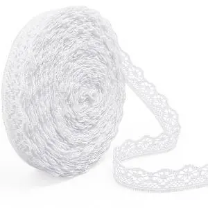 30 Yards White Lace Ribbon, Lace Trim Ribbon, 0.5 Inch Width Vintage Lace Trim for Sewing Crafts, Wedding Decoration, Gift Wrapping, DIY Crafts and Flower Design 30 Yards White Lace Ribbon, Lace Trim Ribbon, 0.5 Inch Width Vintage Lace Trim for Sewing Crafts, Wedding Decoration, Gift Wrapping, DIY Crafts and Flower Design