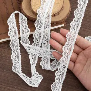 Lace Trim Ribbon, 15-Yard White Lace Ribbon, 0.78 Inch Width White Laces Trims, Delicate Elastic Floral Pattern White Lace for Crafts Sewing and Bridal Wedding Dress Applique Decorations Lace Trim Ribbon, 15-Yard White Lace Ribbon, 0.78 Inch Width White Laces Trims, Delicate Elastic Floral Pattern White Lace for Crafts Sewing and Bridal Wedding Dress Applique Decorations