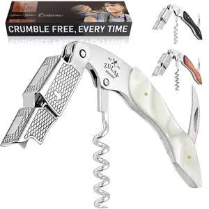 Corkscrew Wine Opener - Premium 420 Stainless Steel & Resin Wine Bottle Opener - Double Hinged Opener with Foil Cutter & Cap Remover - Resin Corkscrew Wine Opener - Premium 420 Stainless Steel & Resin Wine Bottle Opener - Double Hinged Opener with Foil Cutter & Cap Remover - Resin