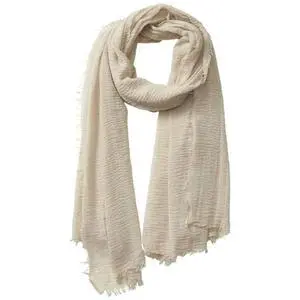 Soft Vintage Scarf Crinkle Cotton Blend with Fringe, Khaki Soft Vintage Scarf Crinkle Cotton Blend with Fringe, Khaki