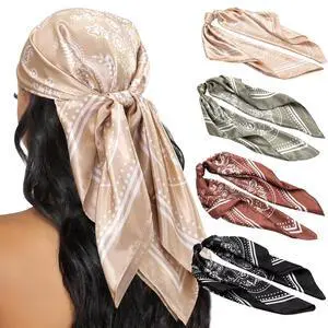 4PCS Head Scarf for Women 35 Silk Feel Hair Scarf | Satin Neck Scarfs, Square Bandana Hair Wraps, Head Scarves for Sleeping, Travel, Hair Protection, Daily Wear 4PCS Head Scarf for Women 35 Silk Feel Hair Scarf | Satin Neck Scarfs, Square Bandana Hair Wraps, Head Scarves for Sleeping, Travel, Hair Protection, Daily Wear