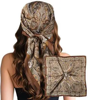 Head Hair Scarf for Women Like Satin Silk Scarf Bandana | Hair Wrapping Night, Large Square Scarves 27.5", Fashion Neck Scarves Head Hair Scarf for Women Like Satin Silk Scarf Bandana | Hair Wrapping Night, Large Square Scarves 27.5", Fashion Neck Scarves