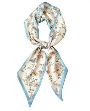 Fashion Scarf for Women - 58" Long Skinny Scarf Lightweight, Luxurious Silk Feeling for Neck, Hair, Purse & Belt Accessory (Blue Trim Floral) Fashion Scarf for Women - 58" Long Skinny Scarf Lightweight, Luxurious Silk Feeling for Neck, Hair, Purse & Belt Accessory (Blue Trim Floral)