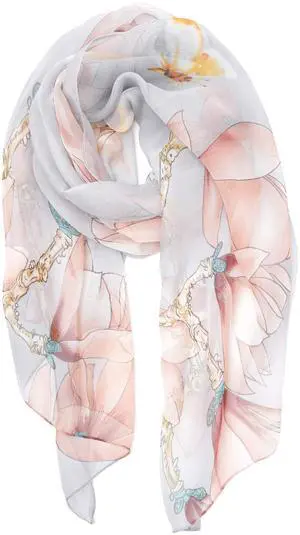 Ladies/Women's Lightweight Floral Print/Solid Color mixture Shawl Scarf For Spring Summer season (Pink/Grey Painting) Ladies/Women's Lightweight Floral Print/Solid Color mixture Shawl Scarf For Spring Summer season (Pink/Grey Painting)
