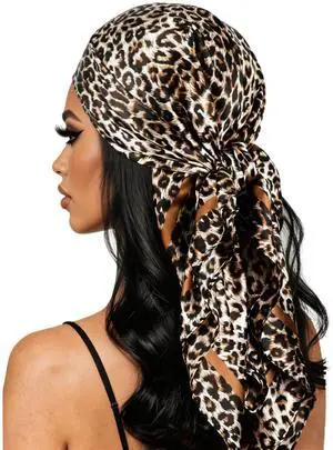 WomensLeopard Print Silk Hair Head Scarf 35" Satin Neck Scarf Wrap Large Lightweight Bandana Fashion Accessories WomensLeopard Print Silk Hair Head Scarf 35" Satin Neck Scarf Wrap Large Lightweight Bandana Fashion Accessories