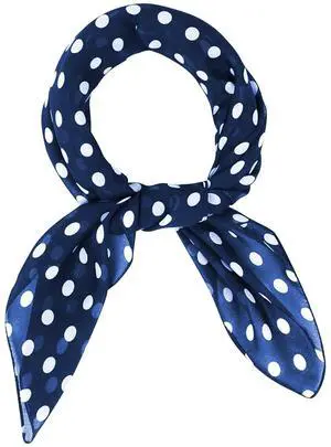 50s Chiffon Scarf Sheer Square Neck Head Scarf for Women, Navy and White Dot 50s Chiffon Scarf Sheer Square Neck Head Scarf for Women, Navy and White Dot