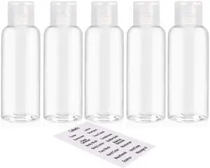 5 Pack 3.4oz Empty Plastic Travel Bottles for Toiletries TSA Approved Leak Proof Squeezable Travel Size Containers Travel Essentials Accessories, clear 5 Pack 3.4oz Empty Plastic Travel Bottles for Toiletries TSA Approved Leak Proof Squeezable Travel Size Containers Travel Essentials Accessories, clear