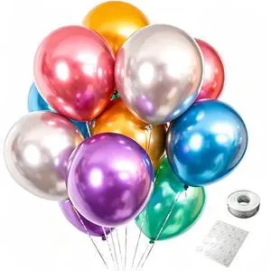 100 Pack 12 Inch Bright Chrome Metallic Latex Helium Birthday Balloons | Perfect for colorful birthday parties, weddings, baby showers, Christmas and DIY balloon arch decorations 100 Pack 12 Inch Bright Chrome Metallic Latex Helium Birthday Balloons | Perfect for colorful birthday parties, weddings, baby showers, Christmas and DIY balloon arch decorations