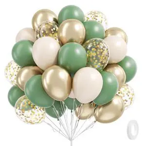 60pcs 12inch Sage Green Balloons with Sand White Gold Confetti Balloons | Boho Birthday, Wedding, Bridal Shower, Baby Shower, Engagement Party Decorations 60pcs 12inch Sage Green Balloons with Sand White Gold Confetti Balloons | Boho Birthday, Wedding, Bridal Shower, Baby Shower, Engagement Party Decorations