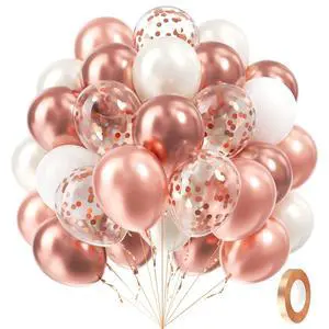 60pcs 12inch Rose Gold Balloons with Pearl White and Confetti Balloons | Engagement, Bridal Shower, Wedding, Birthday Party Decorations 60pcs 12inch Rose Gold Balloons with Pearl White and Confetti Balloons | Engagement, Bridal Shower, Wedding, Birthday Party Decorations