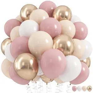 Dusty Pink Balloons, 60 Pcs Pink and White Balloon for Birthday Decorations | Light Pink Cream Sand White Champagne Gold Latex Balloon Dusty Pink Balloons, 60 Pcs Pink and White Balloon for Birthday Decorations | Light Pink Cream Sand White Champagne Gold Latex Balloon
