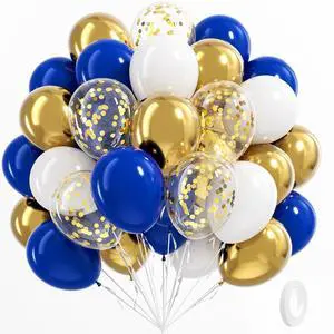 60pcs Royal Blue Gold White Balloons 12inch with Navy Blue Gold Balloons | Wedding, Graduation, Baby Shower, Birthday Decorations 60pcs Royal Blue Gold White Balloons 12inch with Navy Blue Gold Balloons | Wedding, Graduation, Baby Shower, Birthday Decorations