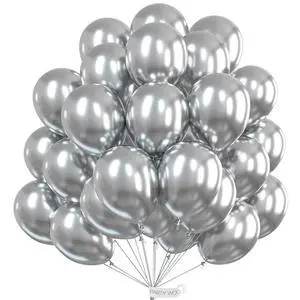 Metallic Silver Balloons 50pcs Latex Helium Balloons 12 Inch | Birthday Wedding Anniversary Graduation Bachelorette Engagement Bridal Shower Party Decorations Silver-G102 Metallic Silver Balloons 50pcs Latex Helium Balloons 12 Inch | Birthday Wedding Anniversary Graduation Bachelorette Engagement Bridal Shower Party Decorations Silver-G102