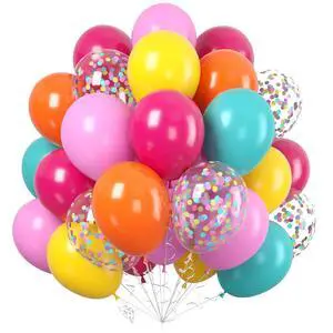 60PC Rainbow Balloons, Colorful Balloon for Birthday Party Decorations | 12 Inch Assorted Colors Hot Pink Yellow Orange Teal Blue Confetti Balloons for Baby Shower Back to School Fancy Party Supply 60PC Rainbow Balloons, Colorful Balloon for Birthday Party Decorations | 12 Inch Assorted Colors Hot Pink Yellow Orange Teal Blue Confetti Balloons for Baby Shower Back to School Fancy Party Supply