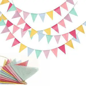 Pennant Banner Flags Pastel, 48Pcs Colorful Triangle Bunting Flags | Bunting String Garland for Party, Baby Shower, Wedding, Birthday Decor Party Decoration, Reusable Fabric Flags(4 Strings) Pennant Banner Flags Pastel, 48Pcs Colorful Triangle Bunting Flags | Bunting String Garland for Party, Baby Shower, Wedding, Birthday Decor Party Decoration, Reusable Fabric Flags(4 Strings)