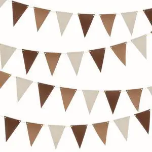 Brown Kraft Ivory Pennant Banner Paper Bunting, 30pc, 20 feet | Hanging Decoration, Neutral Baby Shower Birthday Wedding Graduation Retirement Party, Pack of 30 Counts Pennant, 20 feet Brown Kraft Ivory Pennant Banner Paper Bunting, 30pc, 20 feet | Hanging Decoration, Neutral Baby Shower Birthday Wedding Graduation Retirement Party, Pack of 30 Counts Pennant, 20 feet