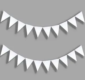 20 Feet White Triangle Flag Banner for Party Decorations - 30pcs Flags 20 Feet White Triangle Flag Banner for Party Decorations - 30pcs Flags