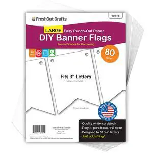 Large Pennant Banner Flags, White, 80 Piece, Classroom Decor | 3.75 x 5 inches, US-made cardstock, 2-sided, pre-punched holes, party & classroom decorations Large Pennant Banner Flags, White, 80 Piece, Classroom Decor | 3.75 x 5 inches, US-made cardstock, 2-sided, pre-punched holes, party & classroom decorations