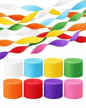 8 Crepe Paper Streamers, 656ft Pack of Rainbow Streamers Party Decorations | Each roll is 82 ft long and 1.8 Inch wide ideal for Birthday Party Decor, Wedding Decorations and DIY projects 8 Crepe Paper Streamers, 656ft Pack of Rainbow Streamers Party Decorations | Each roll is 82 ft long and 1.8 Inch wide ideal for Birthday Party Decor, Wedding Decorations and DIY projects