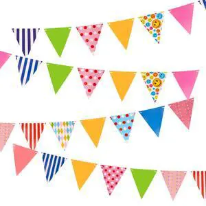 Colorful Paper Flag Banner, 24 Flags, 32.8 ft Garland | Smiley pennants, pre-punched cardstock, 2 satin ribbons, birthday classroom nursery decor Colorful Paper Flag Banner, 24 Flags, 32.8 ft Garland | Smiley pennants, pre-punched cardstock, 2 satin ribbons, birthday classroom nursery decor