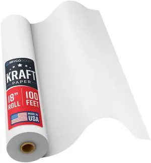 18x1200 (100) White Wrapping Paper Kraft Paper Roll for Painting, Drawing, Banner, Bulletin Board, Easel Use, Floor Covering, Packaging, Shipping, Arts & Crafts Made in USA 18x1200 (100) White Wrapping Paper Kraft Paper Roll for Painting, Drawing, Banner, Bulletin Board, Easel Use, Floor Covering, Packaging, Shipping, Arts & Crafts Made in USA