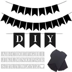 DIY Black Custom Banner Kit, Funny Customize Your Party Banner Signs, Custom Text/Phrase Banner, Paper Pennant Banner Set Include 26 Letters Stencil DIY Black Custom Banner Kit, Funny Customize Your Party Banner Signs, Custom Text/Phrase Banner, Paper Pennant Banner Set Include 26 Letters Stencil
