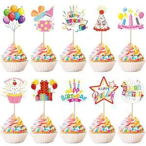 40 PCS Happy Birthday Cupcake Toppers Balloon Star Cheers Party Time Firework Cupcake Pciks Happy Birthday Cake Decorations for Celebrating Anniversary Theme Party Cake Decorations Supplies Colorful 40 PCS Happy Birthday Cupcake Toppers Balloon Star Cheers Party Time Firework Cupcake Pciks Happy Birthday Cake Decorations for Celebrating Anniversary Theme Party Cake Decorations Supplies Colorful