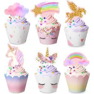 60 Pcs Unicorn Cupcake Toppers and Wrappers Rainbow Birthday Decor | 30 Set, Unicorn Cupcake Wrappers & Liners, Pink Purple Cake Picks, Girls Women Birthday Decorations, Unicorn Cake Party Favor 60 Pcs Unicorn Cupcake Toppers and Wrappers Rainbow Birthday Decor | 30 Set, Unicorn Cupcake Wrappers & Liners, Pink Purple Cake Picks, Girls Women Birthday Decorations, Unicorn Cake Party Favor