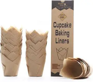 200pcs Natural Tulip Cupcake Liners for Baking Muffin Liners | Unbleached European Parchment Paper, Heat-resistant, Greaseproof, Cupcake Wrapper for Party, Christmas, Gift 200pcs Natural Tulip Cupcake Liners for Baking Muffin Liners | Unbleached European Parchment Paper, Heat-resistant, Greaseproof, Cupcake Wrapper for Party, Christmas, Gift