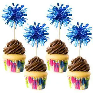30Pcs Foil Firework Cupcake Toppers Happy Birthday Cake Toppers Sparkle Tinsel Flower Drink Stirrers Cocktail Food Fruit Toothpicks for Valentine's Day Party Supplies Blue 30Pcs Foil Firework Cupcake Toppers Happy Birthday Cake Toppers Sparkle Tinsel Flower Drink Stirrers Cocktail Food Fruit Toothpicks for Valentine's Day Party Supplies Blue
