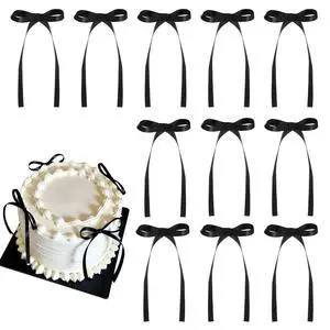 30 Pack Bow Cake Toppers Black Ribbon Bows for Cake Back to School Decor | Bow Birthday Decorations for Baby Shower, Wedding, Engagement, Bachelorette Party 30 Pack Bow Cake Toppers Black Ribbon Bows for Cake Back to School Decor | Bow Birthday Decorations for Baby Shower, Wedding, Engagement, Bachelorette Party