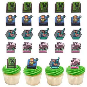 Minecraft Lush Finds Rings, Cupcake Decorations Featuring Creeper, Alex, Steve and Axolotl! Multicolored 3D Food Safe Cake Toppers 24 Pack Minecraft Lush Finds Rings, Cupcake Decorations Featuring Creeper, Alex, Steve and Axolotl! Multicolored 3D Food Safe Cake Toppers 24 Pack