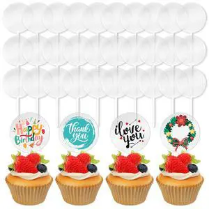 Blank Acrylic Cupcake Toppers, 50 Packs Round Cupcake Topper with Sticks, DIY Dessert Table Cupcake Signs, Suitable for Birthdays, Weddings, Christmas, Baby Showers Cake Decoration Blank Acrylic Cupcake Toppers, 50 Packs Round Cupcake Topper with Sticks, DIY Dessert Table Cupcake Signs, Suitable for Birthdays, Weddings, Christmas, Baby Showers Cake Decoration
