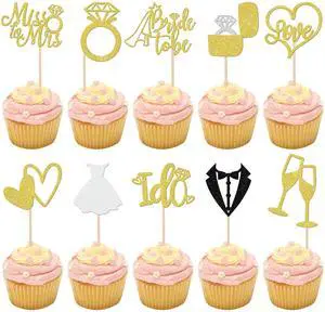 30 PCS Bride to Be Cupcake Toppers Glitter Wedding Cupcake Toppers I Do Love Heart Ring Miss to Mrs Cupcake Picks for Bridal Shower Wedding Engagement Party Cake Decorations Supplies Gold 30 PCS Bride to Be Cupcake Toppers Glitter Wedding Cupcake Toppers I Do Love Heart Ring Miss to Mrs Cupcake Picks for Bridal Shower Wedding Engagement Party Cake Decorations Supplies Gold