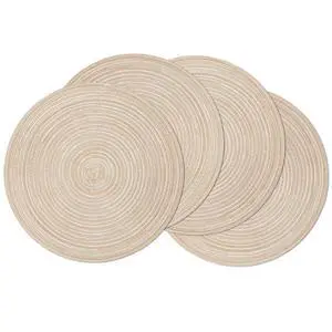 Round Braided Placemats Set of 4 Washable Place Mats for Dining Tables 15 inch Non Slip Kitchen Table Mats (Beige, 4) Round Braided Placemats Set of 4 Washable Place Mats for Dining Tables 15 inch Non Slip Kitchen Table Mats (Beige, 4)
