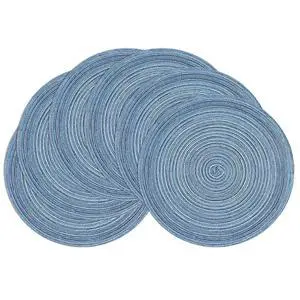 Round Braided Placemats Set of 6 Circle Place Mats Kitchen Table Mats for Dining Table Wedding Party (Blue Gray, 6) Round Braided Placemats Set of 6 Circle Place Mats Kitchen Table Mats for Dining Table Wedding Party (Blue Gray, 6)