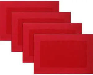Panda Vinyl Placemats Heat-Resistant Table Mats Washable Easy Clean Plastic Placemats for Dining Table Set of 4 (Red) Panda Vinyl Placemats Heat-Resistant Table Mats Washable Easy Clean Plastic Placemats for Dining Table Set of 4 (Red)