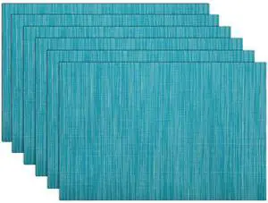 Woven Vinyl Placemats Set of 6 Wipe Clean Wasahble Place Mats for Dining Table Heat Resistant Non Slip Table Mats (6, Teal Blue) Woven Vinyl Placemats Set of 6 Wipe Clean Wasahble Place Mats for Dining Table Heat Resistant Non Slip Table Mats (6, Teal Blue)