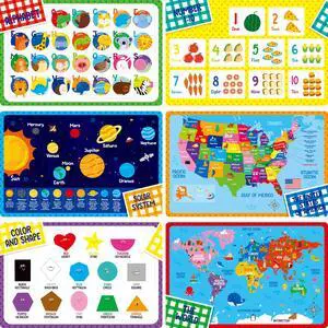 6 Pack Placemats for Kids, Non-Slip Washable, Reusable Alphabet, Number, Shape & Color, Universe, Map Themed Educational Placemats for Home, Kindergarten, Classroom, Nursery 6 Pack Placemats for Kids, Non-Slip Washable, Reusable Alphabet, Number, Shape & Color, Universe, Map Themed Educational Placemats for Home, Kindergarten, Classroom, Nursery