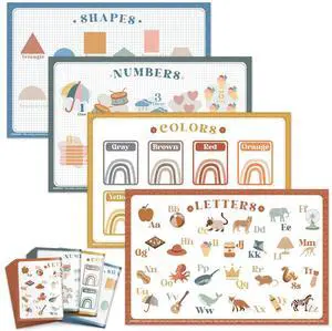 Disposable Stick-On Placemats for Baby, 40 Pack,4 Designs | Sticky Baby Table Mats, Cleaner Eating Surface, 4 Learning Designs, for Babies & Toddlers, Restaurants & Travel Disposable Stick-On Placemats for Baby, 40 Pack,4 Designs | Sticky Baby Table Mats, Cleaner Eating Surface, 4 Learning Designs, for Babies & Toddlers, Restaurants & Travel