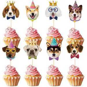 Dog Cupcake Toppers,24 PCS Puppy Cupcake Toppers,Dog Cake Topper Dog Cupcake Toppers,24 PCS Puppy Cupcake Toppers,Dog Cake Topper