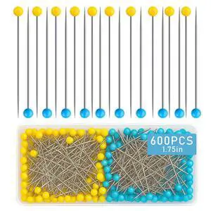 600 PCS Glass Head Sewing Pins, 1.75 Inch Straight Quilting Pins | Yellow & Blue Glass Head Pins with Stainless Steel,Sewing Pins for Fabric, Quilting, Crafts, Jewelry Making and DIY Projects 600 PCS Glass Head Sewing Pins, 1.75 Inch Straight Quilting Pins | Yellow & Blue Glass Head Pins with Stainless Steel,Sewing Pins for Fabric, Quilting, Crafts, Jewelry Making and DIY Projects