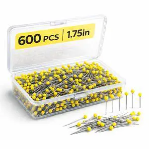 600 PCS Yellow Glass Head Sewing Pins, 1.75 Inch Long Pins for Quilting | Yellow glass head pins with durable steel shafts, perfect for sewing, quilting, fabric crafts, DIY projects and daily repairs 600 PCS Yellow Glass Head Sewing Pins, 1.75 Inch Long Pins for Quilting | Yellow glass head pins with durable steel shafts, perfect for sewing, quilting, fabric crafts, DIY projects and daily repairs
